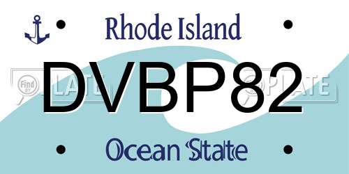 DVBP82 Rhode Island License Plate