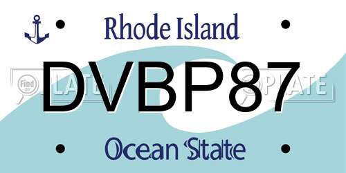 DVBP87 Rhode Island License Plate