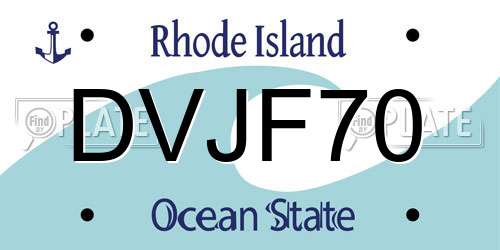 DVJF70 Rhode Island License Plate