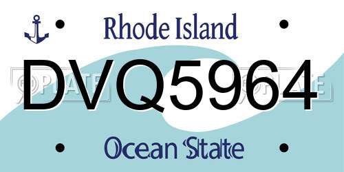 DVQ5964 Rhode Island License Plate