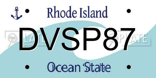 DVSP87 Rhode Island License Plate
