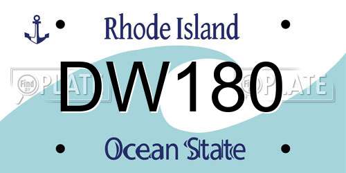 DW180 Rhode Island License Plate