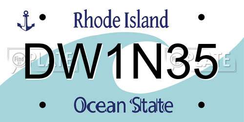 DW1N35 Rhode Island License Plate