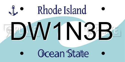 DW1N3B Rhode Island License Plate