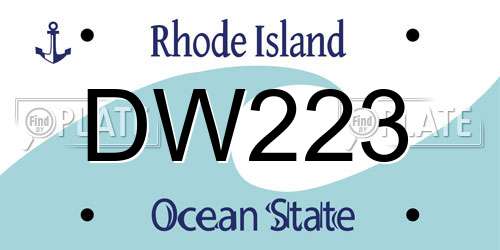 DW223 Rhode Island License Plate