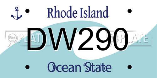 DW290 Rhode Island License Plate