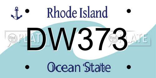 DW373 Rhode Island License Plate