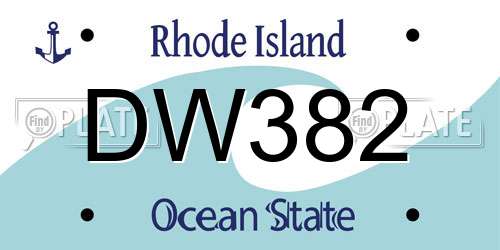 DW382 Rhode Island License Plate