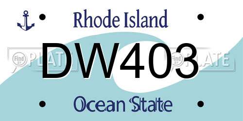 DW403 Rhode Island License Plate