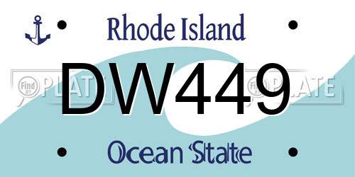 DW449 Rhode Island License Plate