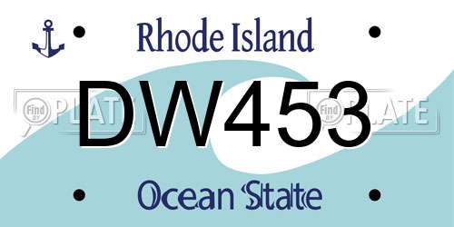 DW453 Rhode Island License Plate