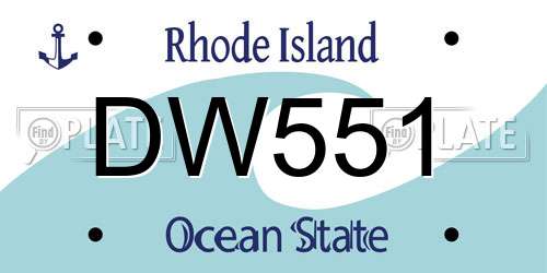 DW551 Rhode Island License Plate