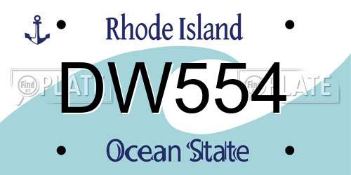 DW554 Rhode Island License Plate