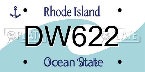 DW622 Rhode Island License Plate