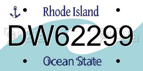 DW62299 Rhode Island License Plate