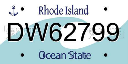 DW62799 Rhode Island License Plate