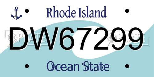 DW67299 Rhode Island License Plate