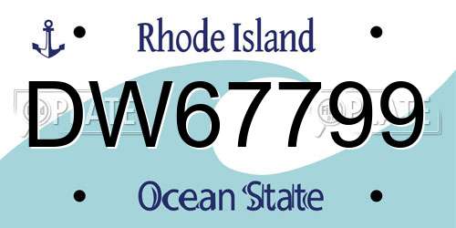 DW67799 Rhode Island License Plate