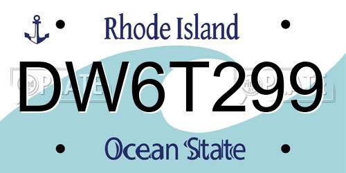 DW6T299 Rhode Island License Plate