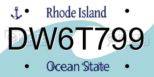 DW6T799 Rhode Island License Plate