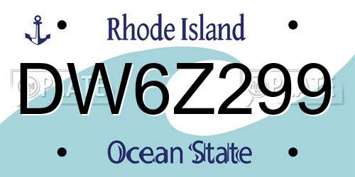 DW6Z299 Rhode Island License Plate