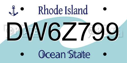 DW6Z799 Rhode Island License Plate