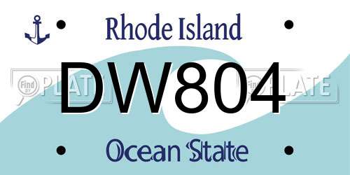 DW804 Rhode Island License Plate