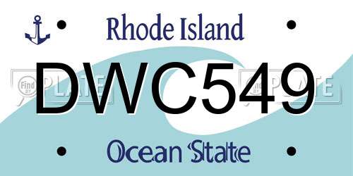 DWC549 Rhode Island License Plate