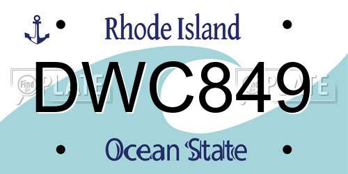 DWC849 Rhode Island License Plate