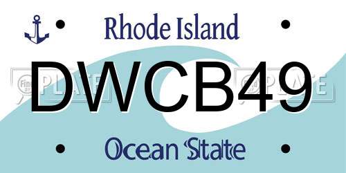 DWCB49 Rhode Island License Plate
