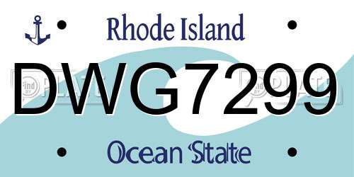 DWG7299 Rhode Island License Plate