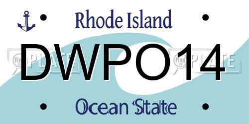 DWPO14 Rhode Island License Plate