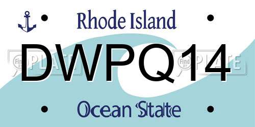 DWPQ14 Rhode Island License Plate
