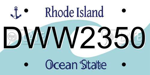DWW2350 Rhode Island License Plate