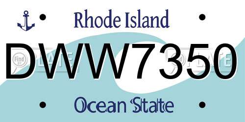 DWW7350 Rhode Island License Plate