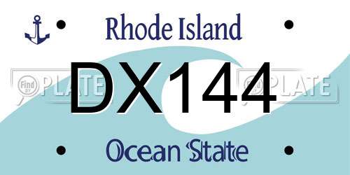 DX144 Rhode Island License Plate