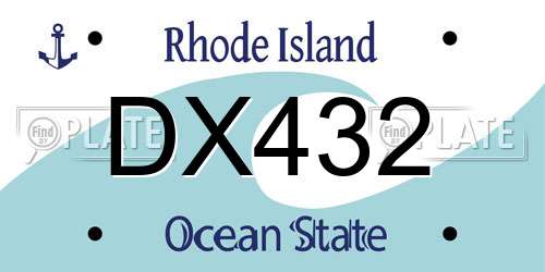 DX432 Rhode Island License Plate