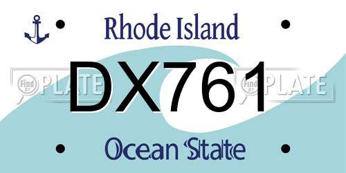 DX761 Rhode Island License Plate