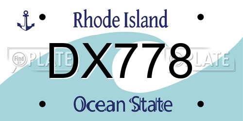 DX778 Rhode Island License Plate