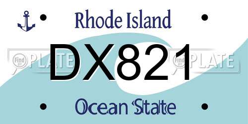 DX821 Rhode Island License Plate