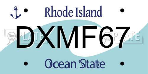 DXMF67 Rhode Island License Plate