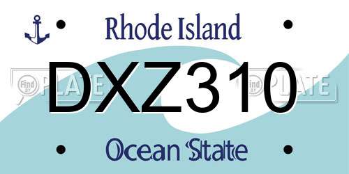 DXZ310 Rhode Island License Plate