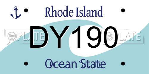 DY190 Rhode Island License Plate