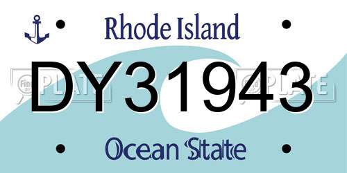 DY31943 Rhode Island License Plate