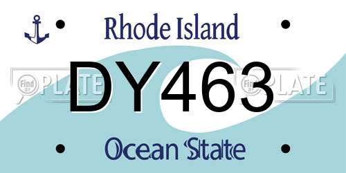 DY463 Rhode Island License Plate