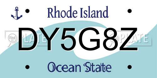 DY5G8Z Rhode Island License Plate