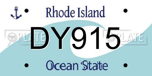 DY915 Rhode Island License Plate