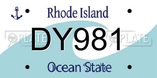 DY981 Rhode Island License Plate