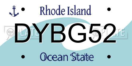 DYBG52 Rhode Island License Plate