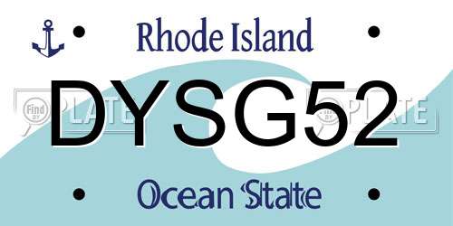DYSG52 Rhode Island License Plate